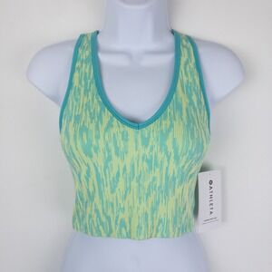 Athleta Aurora Cropped Ribbed Tank Top Womens‎ S Blue Gym Athletic New